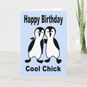 Födelsedag Grafik Stil Cute Comical Penguin par Kort