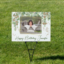 Födelsedag Grönt och Guld Willow Löv Photo