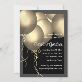 Födelsedag Guld bubblar i Färg Inbjudningar