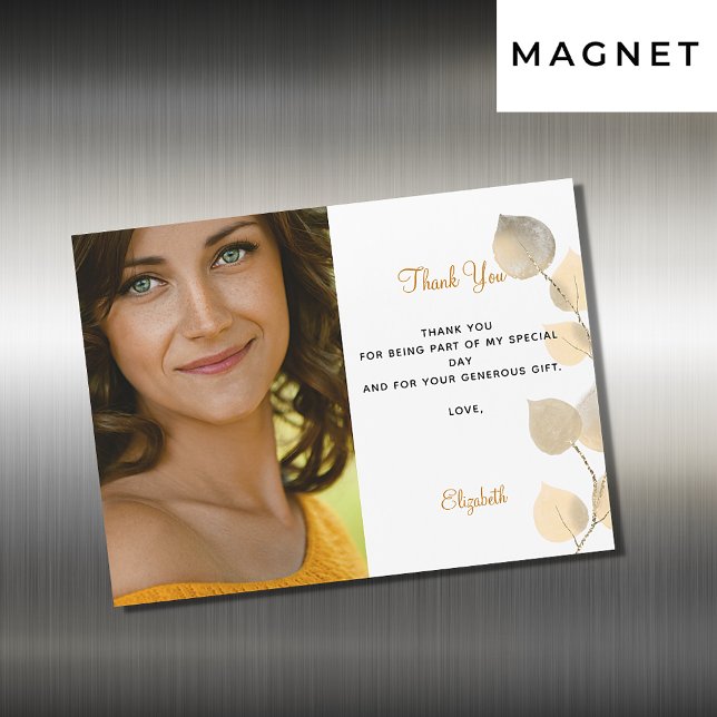 Födelsedag gyllene eukalyptus guld tack magnet (Skapare uppladdad)