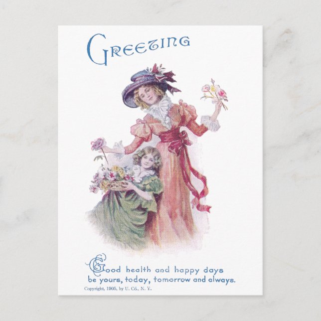 Födelsedag Hälsning från Woman & Girl Vykort (Framsida)