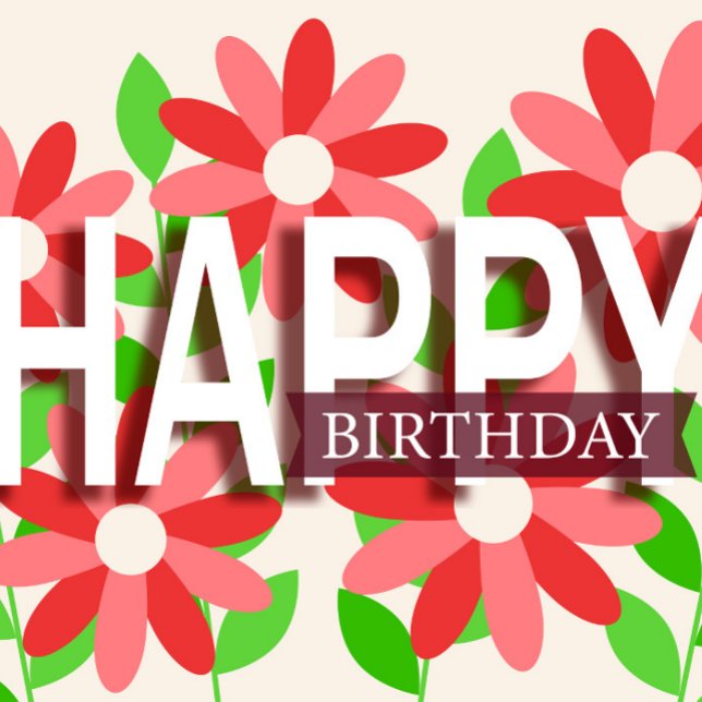 Födelsedag Hälsning Helgkort (Pretty Colorful Flowers Design Card, Great for Family and Friends!)