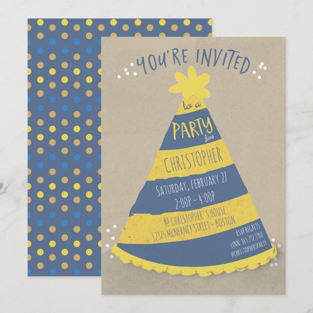 Födelsedag Hat-inbjudan Inbjudningar (Fram/baksida)