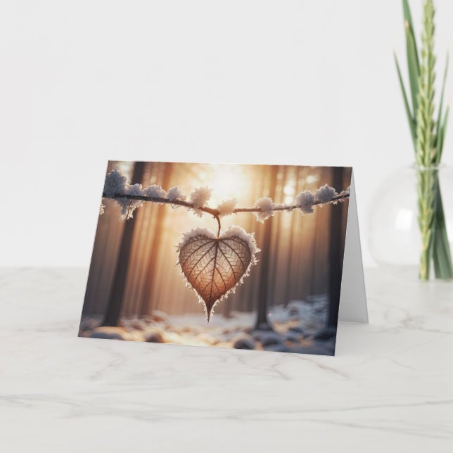 Födelsedag Heart Löv i en skog Kort (Framsida)