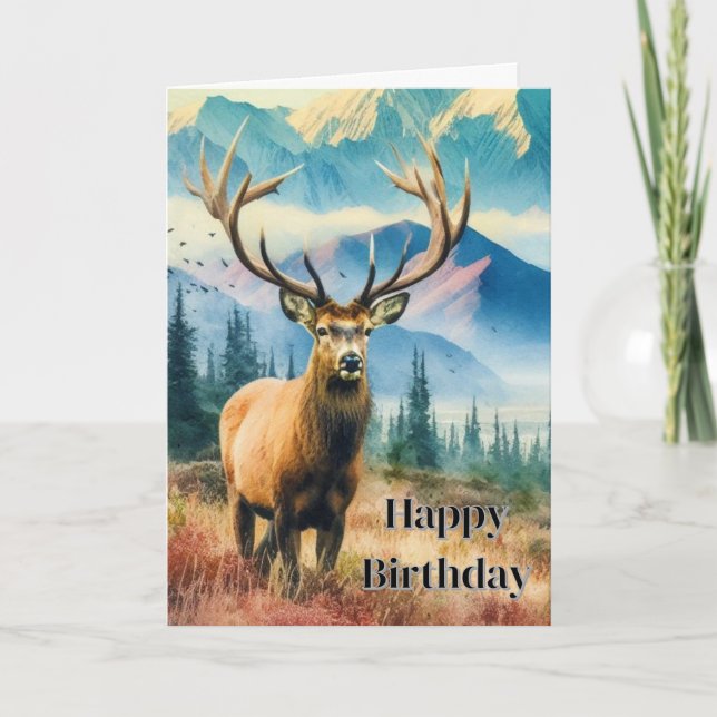 Födelsedag Hjort med Antlers Hälsning Kort (Framsida)