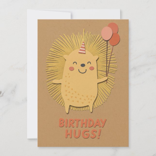 Födelsedag Hugs Hedgehog Card (Framsida)