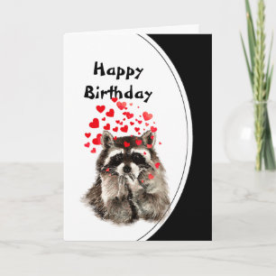 Födelsedag Hugs och Kisses Funny Raccoon Animal Kort