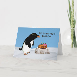 Födelsedag, humoristisk penguin och kummel kort
