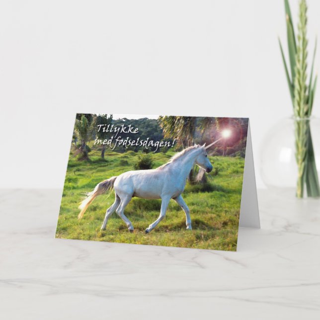 Födelsedag i danska, Magical Unicorn Kort (Framsida)
