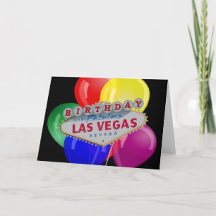 Födelsedag i Fabulous Las Vegas Card med ballonger Kort