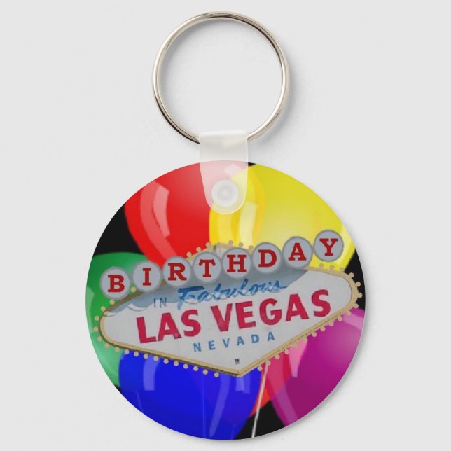 Födelsedag I Fabulous Las Vegas Keychain - Balloon Nyckelring (Framsida)