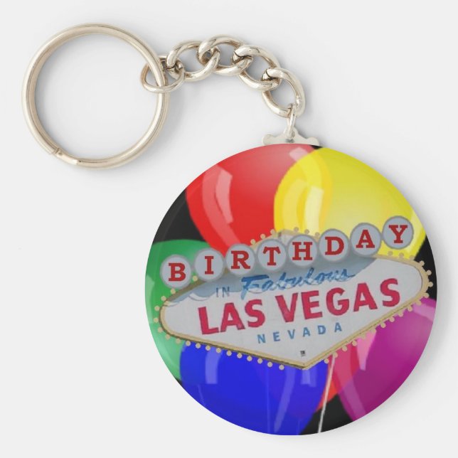 Födelsedag I Fabulous Las Vegas Keychain - Balloon Nyckelring (Framsidan)