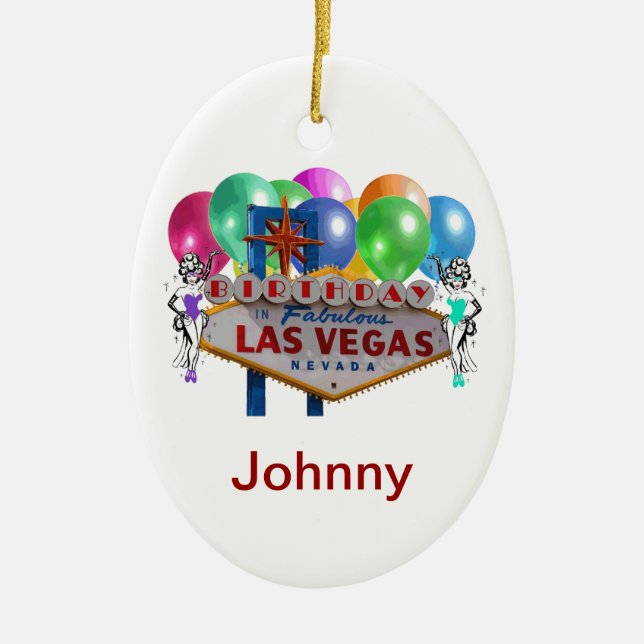 Födelsedag i Fabulous Las Vegas Ornament (Framsidan)