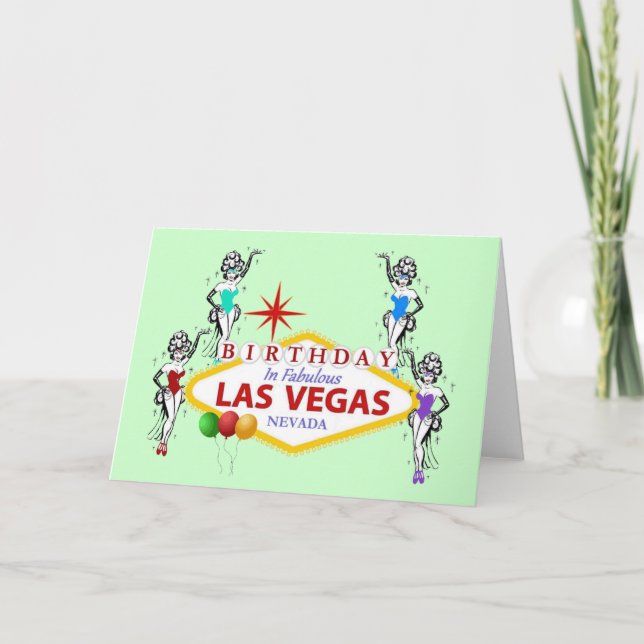 Födelsedag i Fabulous Las Vegas Showtjejer Card Kort (Framsida)