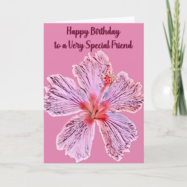 Födelsedag i Friend med Digital Hibiscus Kort (Framsida)