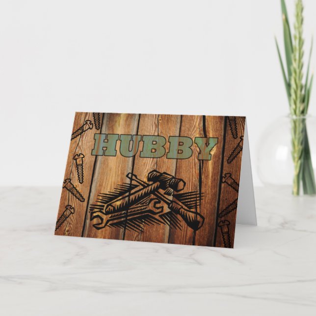 Födelsedag i Hubby/Make, Verktyg och Wood Kort (Framsida)