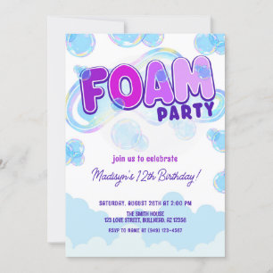 Födelsedag i Iridescent Lila Foam Party Inbjudningar