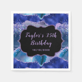 Födelsedag i mörk blått och Lila Oceanagat Pappersservett