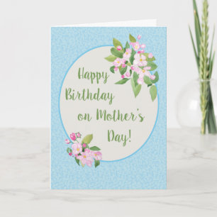 Födelsedag i Mors dag, äppelBlommar, Himlar Blue Kort