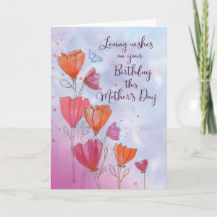 Födelsedag i Mors dag Kärlek med Orange Rosa Card Kort
