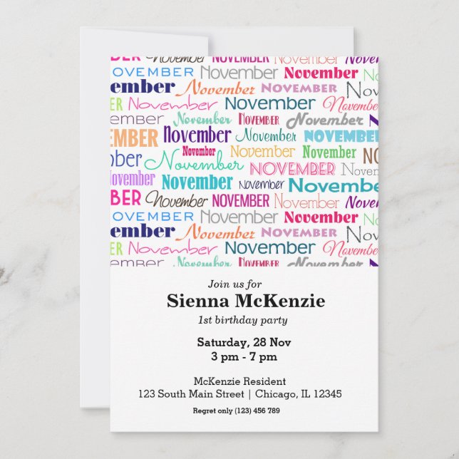 Födelsedag i november inbjudningar (Framsida)