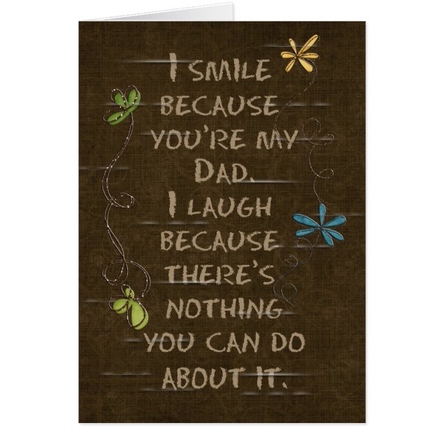 Födelsedag i Pappa-blommigt glitter på brunt Hälsningskort (Framsidan)