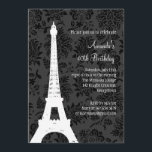 Födelsedag i Paris (svart) Inbjudningar<br><div class="desc">En delikat ton i mönstret för tondämpare accentuerar den här parisiska temainbjudningen. Det visas på grundläggande papper. Jag rekommenderar dock att linan papprare väger och struktur.</div>