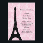 Födelsedag i Paris Sweet sixteen Inbjudningar<br><div class="desc">En delikat ton i mönstret för tondämpare accentuerar den här parisiska temainbjudningen. Det visas på grundläggande papper. Jag rekommenderar dock att linan papprare väger och struktur. Kan enkelt bytas ut för att passa vilken födelsedagsålder som helst,  eller Quinceanera. Kontakta oss på prettyfancyinvites@gmail.com om du behöver hjälp med det.</div>