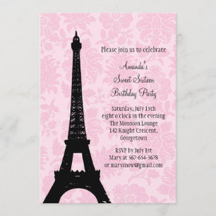 Födelsedag i Paris Sweet sixteen Inbjudningar