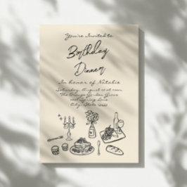 Födelsedag i Retro Hand plockade, modern Party Inbjudningar