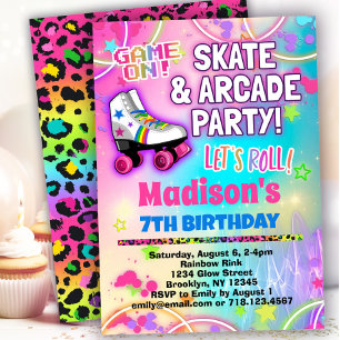 Födelsedag i Roller Skating & Arcade Party Inbjudningar