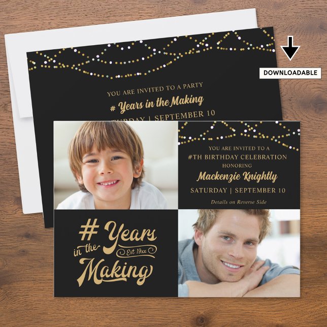 Födelsedag i Skapar 2 Foton Anpassningsbar Färg Inbjudningar (Skapare uppladdad)