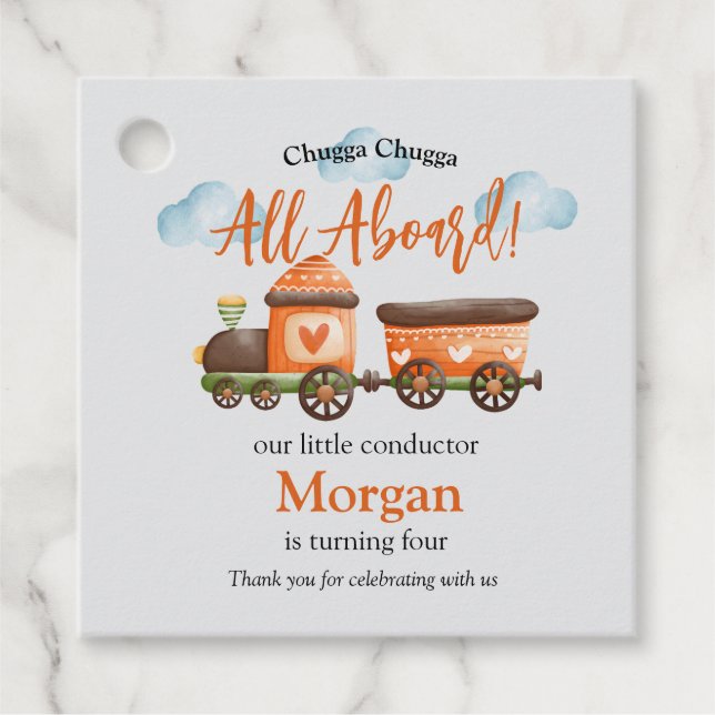 Födelsedag i Tåg, vackra Party Gåvor Etiketter (Framsida)