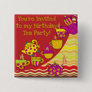 Födelsedag i Tea Party Knapp