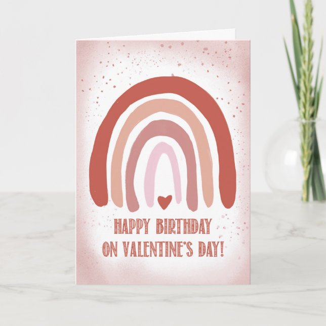 Födelsedag i Valentines day Hand Paaminerad mjuk R Kort (Framsida)