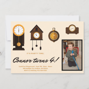 Födelsedag Inbjudan- Kids Clocks; Hickory Dickory Julkort