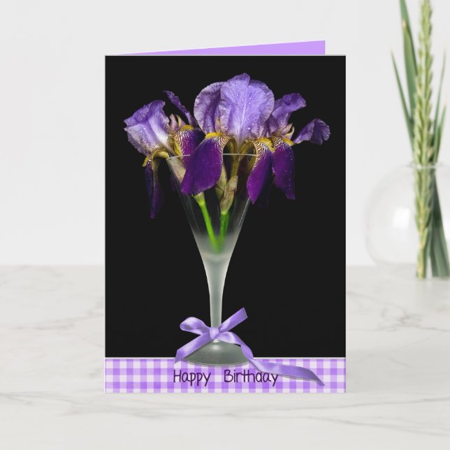 Födelsedag Iris Bouquet in stemware Kort (Framsida)