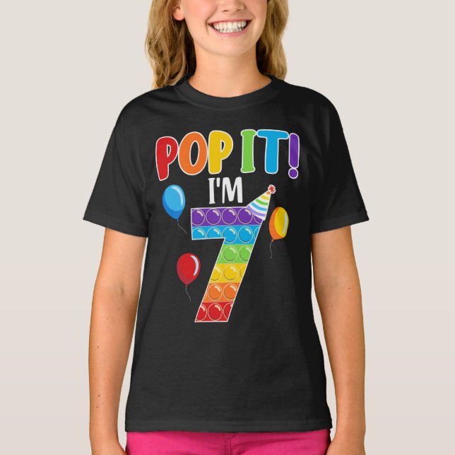 Födelsedag Jag är 7 Fidget Cute Graphic T-Shirt (Framsida)