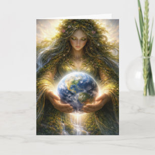 Födelsedag Jordens dag Gaia Gudinnan Med Planeten Kort