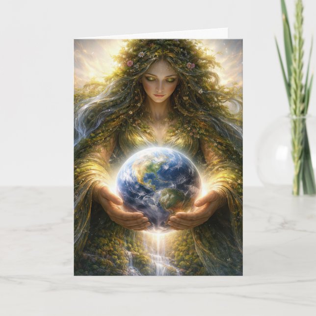 Födelsedag Jordens dag Gaia Gudinnan Med Planeten  Kort (Framsida)