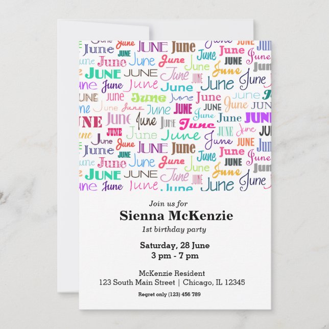 Födelsedag, juni inbjudningar (Framsida)