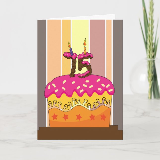 födelsedag - kaka med ljus 75 - 75:e födelsedag kort (Framsida)