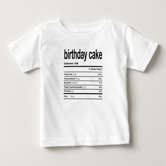 Födelsedag: Kaka näringsinformation T Shirt (Framsida)