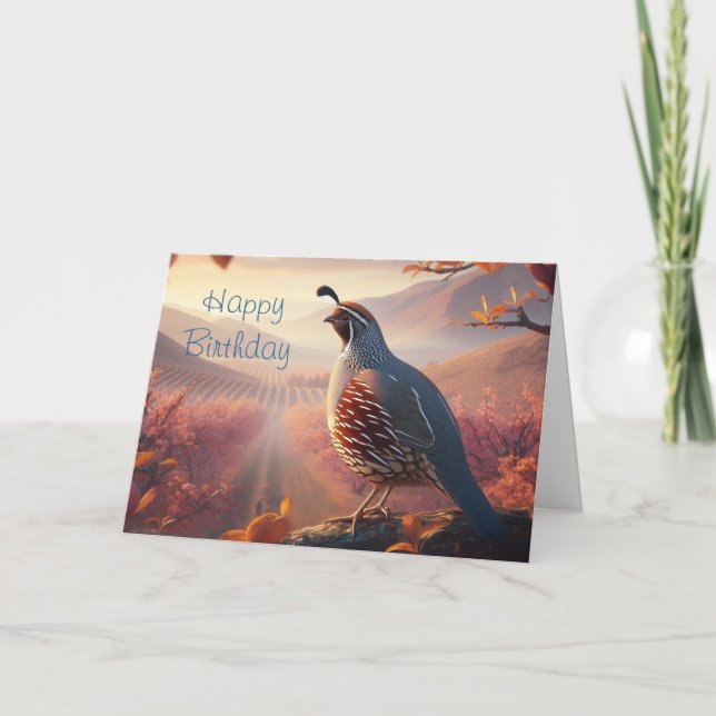 Födelsedag, Kalifornien Quail, Bird, Natur Blank Kort (Framsida)
