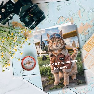 Födelsedag Katt Pilot Foto & Flygplan Rolig Aviati Kort