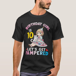 Födelsedag Kattmamma Flickan är 10 år Låt oss fest T Shirt