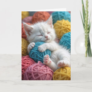 Födelsedag Kitten i Garn Bollar Kort