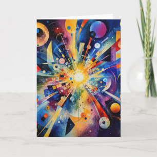 Födelsedag Kosmisk Geometrisk Explosion Abstrakt Kort