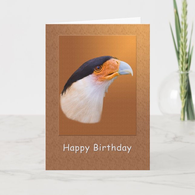 Födelsedag krönad Caracarafågel Kort (Framsida)