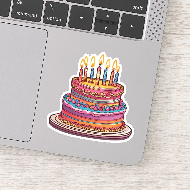 Födelsedag Kummel med ljus vattentätt Klistermärken (Detalj)